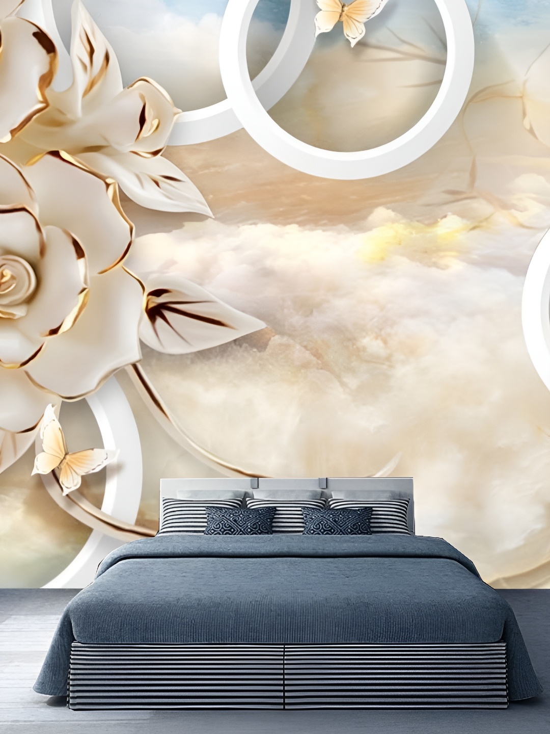 KSHIRSA Cream Colored & Blue Floral Printed Self-Adhesive Laminated Wallpaper Sticker
KSHIRSA Cream Colored & Blue Floral Printed Self-Adhesive Laminated Wallpaper Sticker