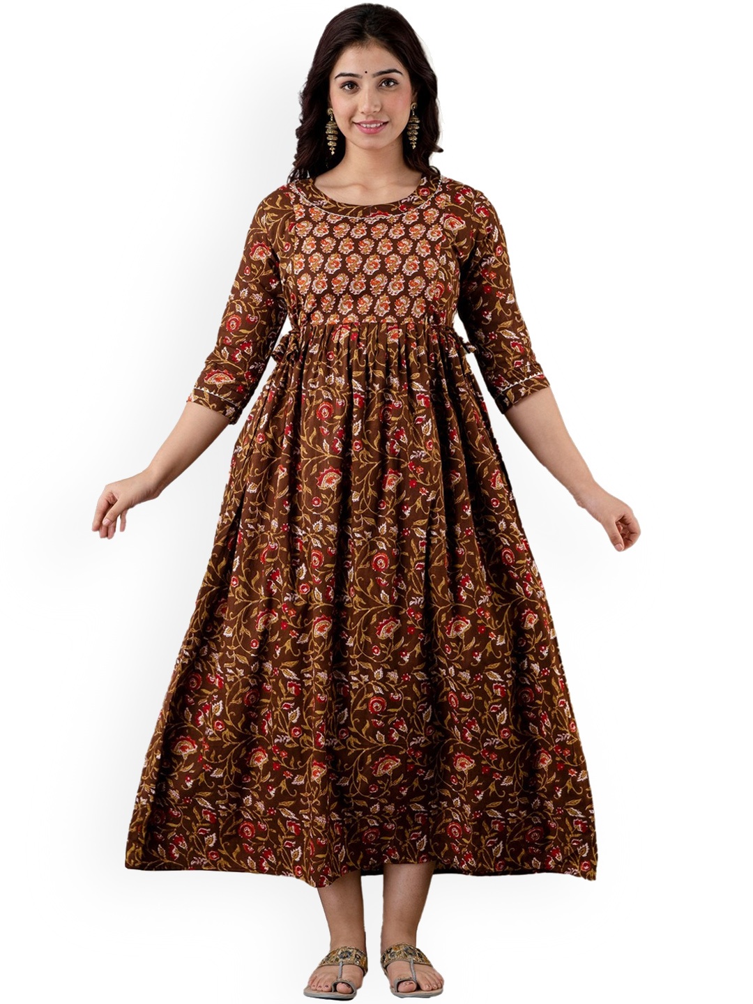 JAIPURFAME Floral Printed Cotton Maternity Feeding Fit & Flare Midi Ethnic Dress, Brown
JAIPURFAME Floral Printed Cotton Maternity Feeding Fit & Flare Midi Ethnic Dress, Brown