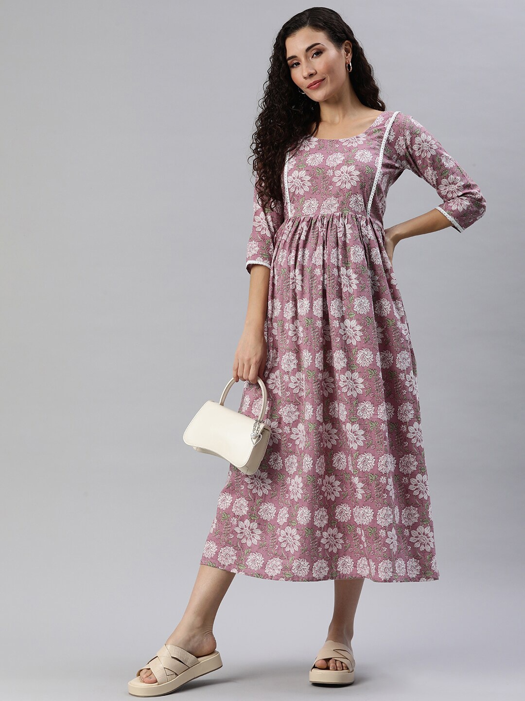Swishchick Ethnic Motifs Printed Round Neck Maternity Cotton A-Line Dress, Lavender
Swishchick Ethnic Motifs Printed Round Neck Maternity Cotton A-Line Dress, Lavender