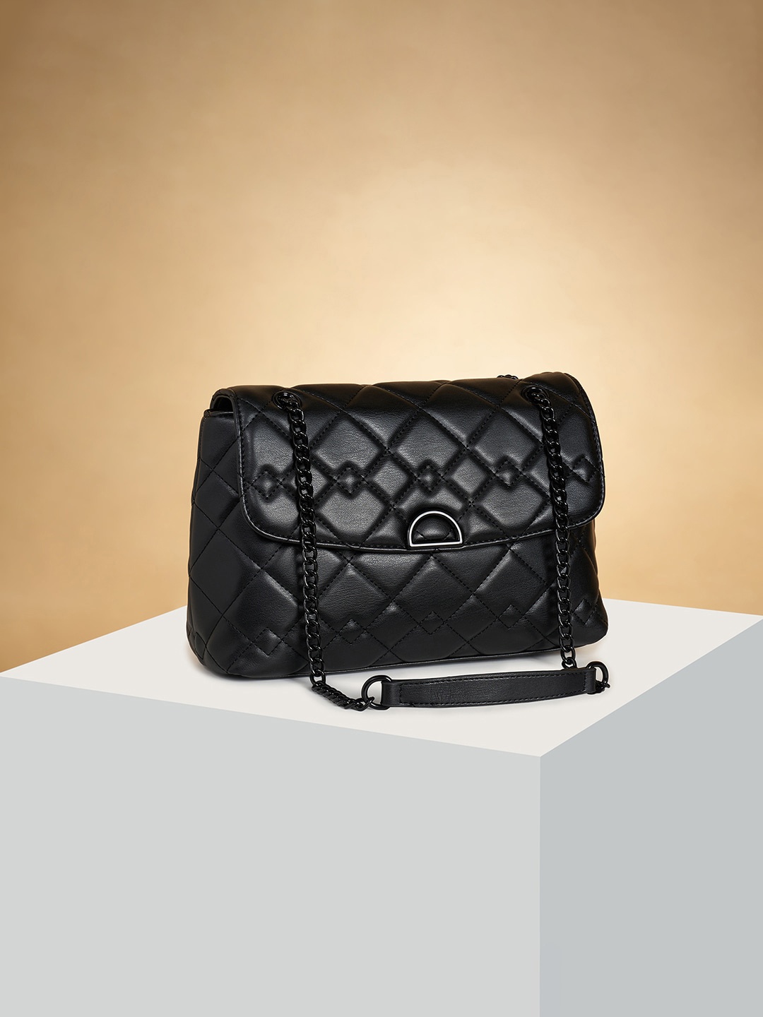 Forever Glam by Pantaloons Geometric Textured Quilted Detailed Structured Sling Bag, Black
Forever Glam by Pantaloons Geometric Textured Quilted Detailed Structured Sling Bag, Black