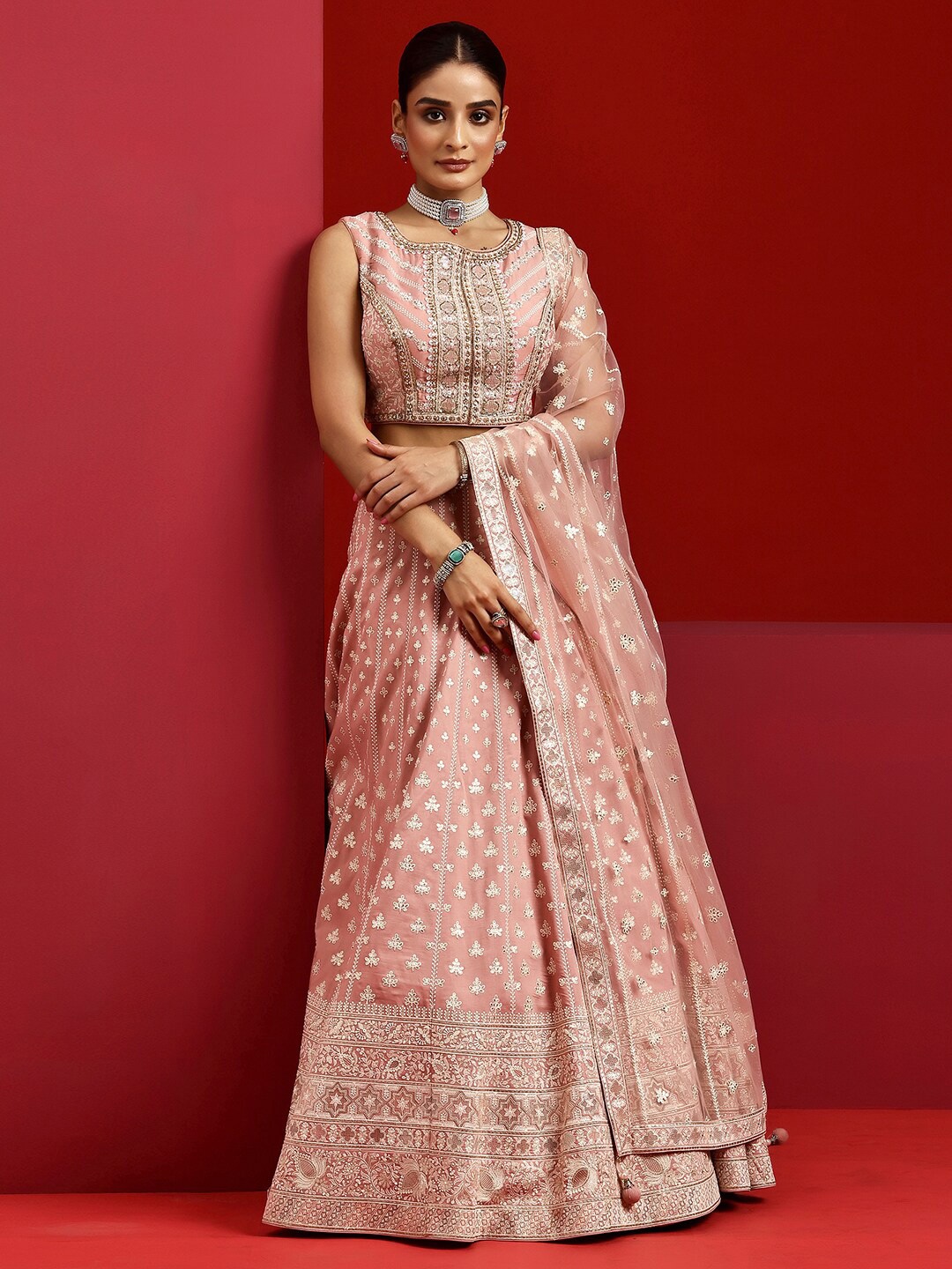 Libas Art Floral Embroidered Ready to Wear Lehenga & Padded Blouse With Dupatta, Pink
Libas Art Floral Embroidered Ready to Wear Lehenga & Padded Blouse With Dupatta, Pink