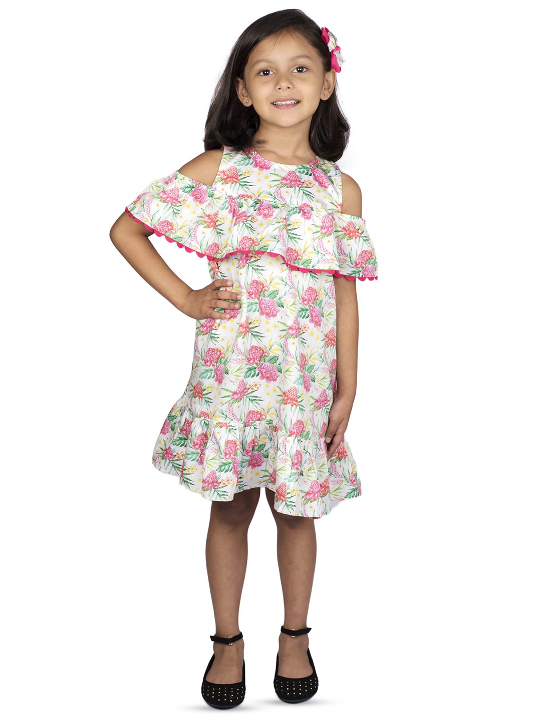 Kid Girls Floral Print Cold-Shoulder Cotton A-Line Dress with Alligator Hair Clip, Pink
Kid Girls Floral Print Cold-Shoulder Cotton A-Line Dress with Alligator Hair Clip, Pink