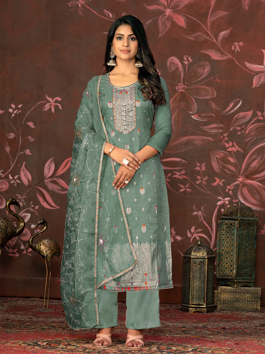 MANVAA Floral Woven Design Beads & Stones Jacquard Unstitched Dress Material, Sea green
MANVAA Floral Woven Design Beads & Stones Jacquard Unstitched Dress Material, Sea green
