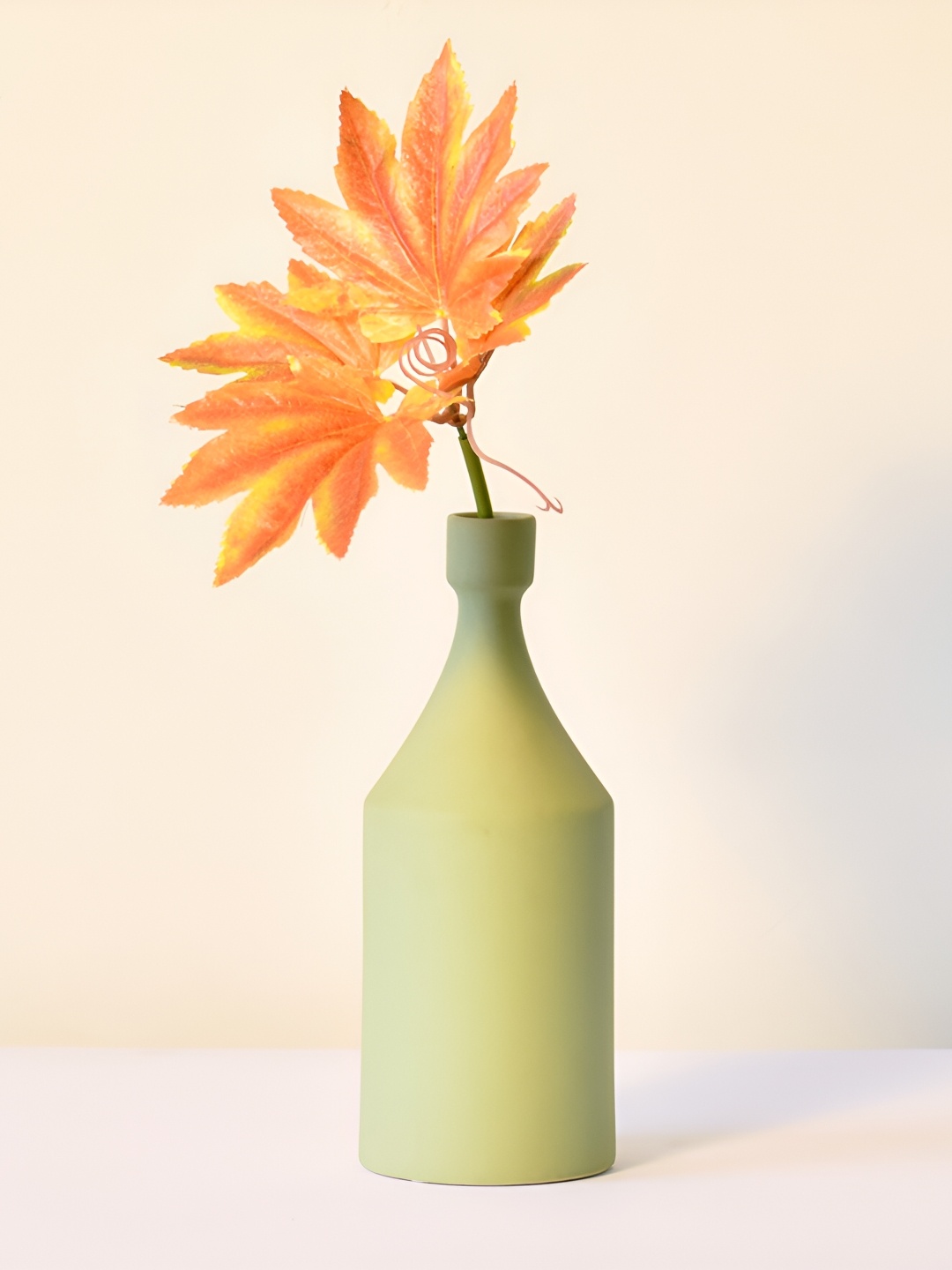 Morcee Green Textured Ceramic Round Bottle Vase