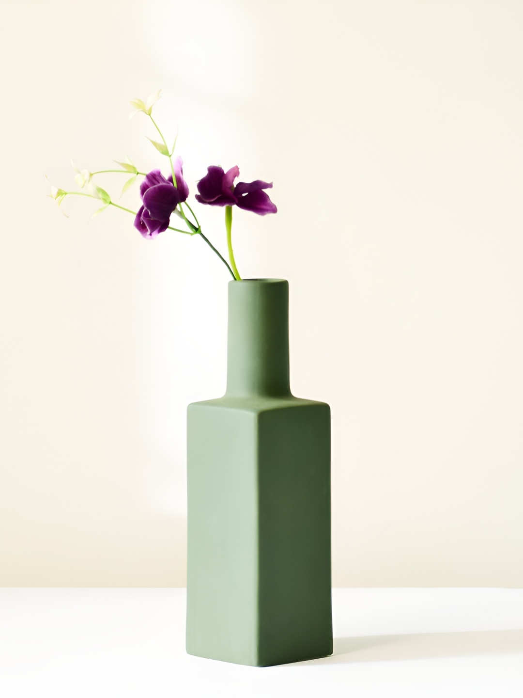 Morcee Green Square Bottle Ceramic Vase
