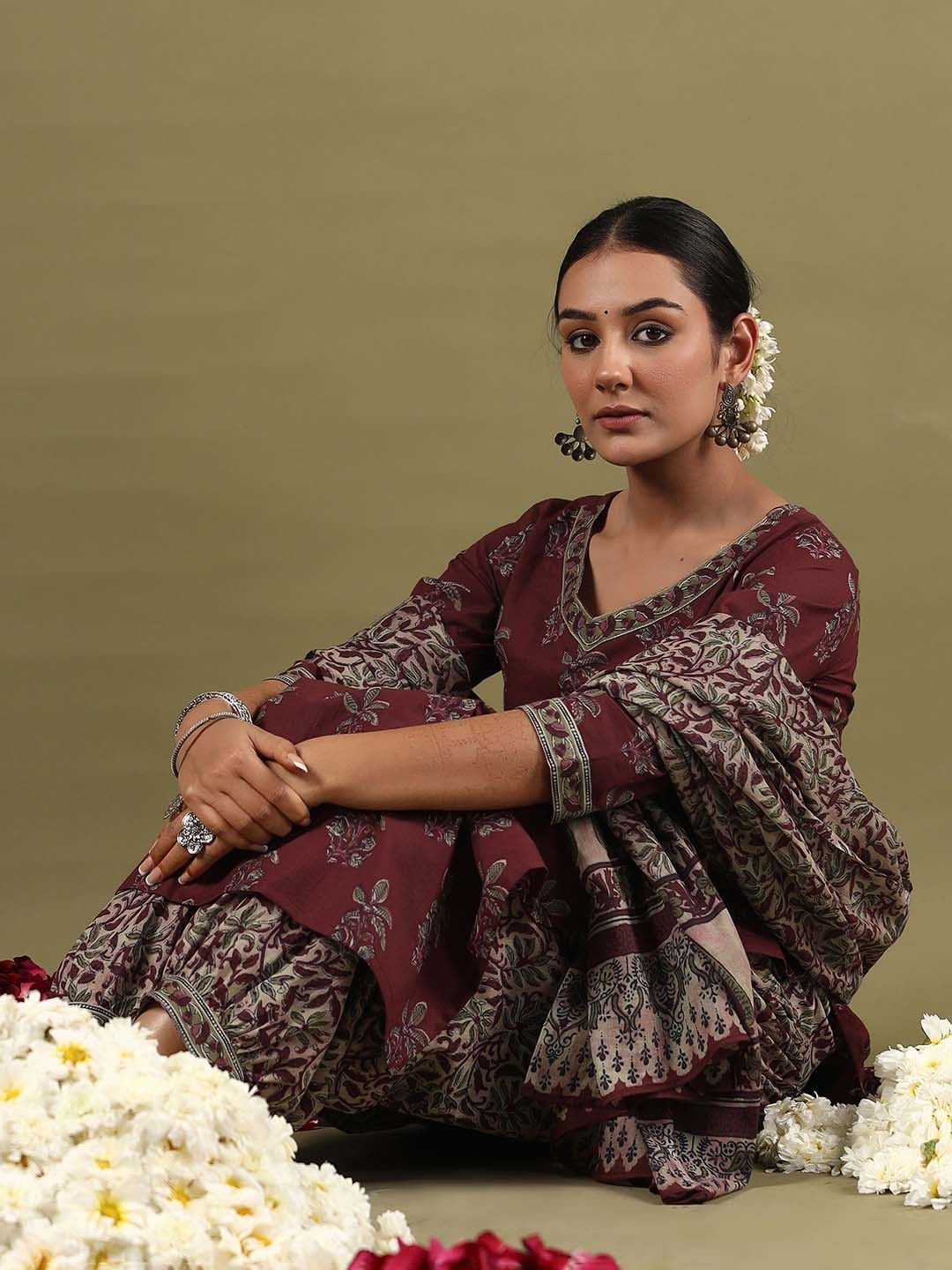 Indo Era Ethnic Motifs Printed Pure Cotton Straight Kurta With Salwar & Dupatta, Burgundy
Indo Era Ethnic Motifs Printed Pure Cotton Straight Kurta With Salwar & Dupatta, Burgundy