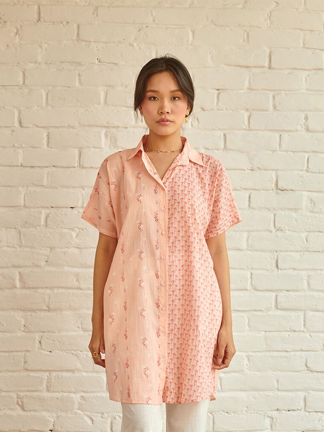 Prakriti Jaipur Comfort Floral Printed Spread Collar Longline Oversized Shirt, Peach
Prakriti Jaipur Comfort Floral Printed Spread Collar Longline Oversized Shirt, Peach