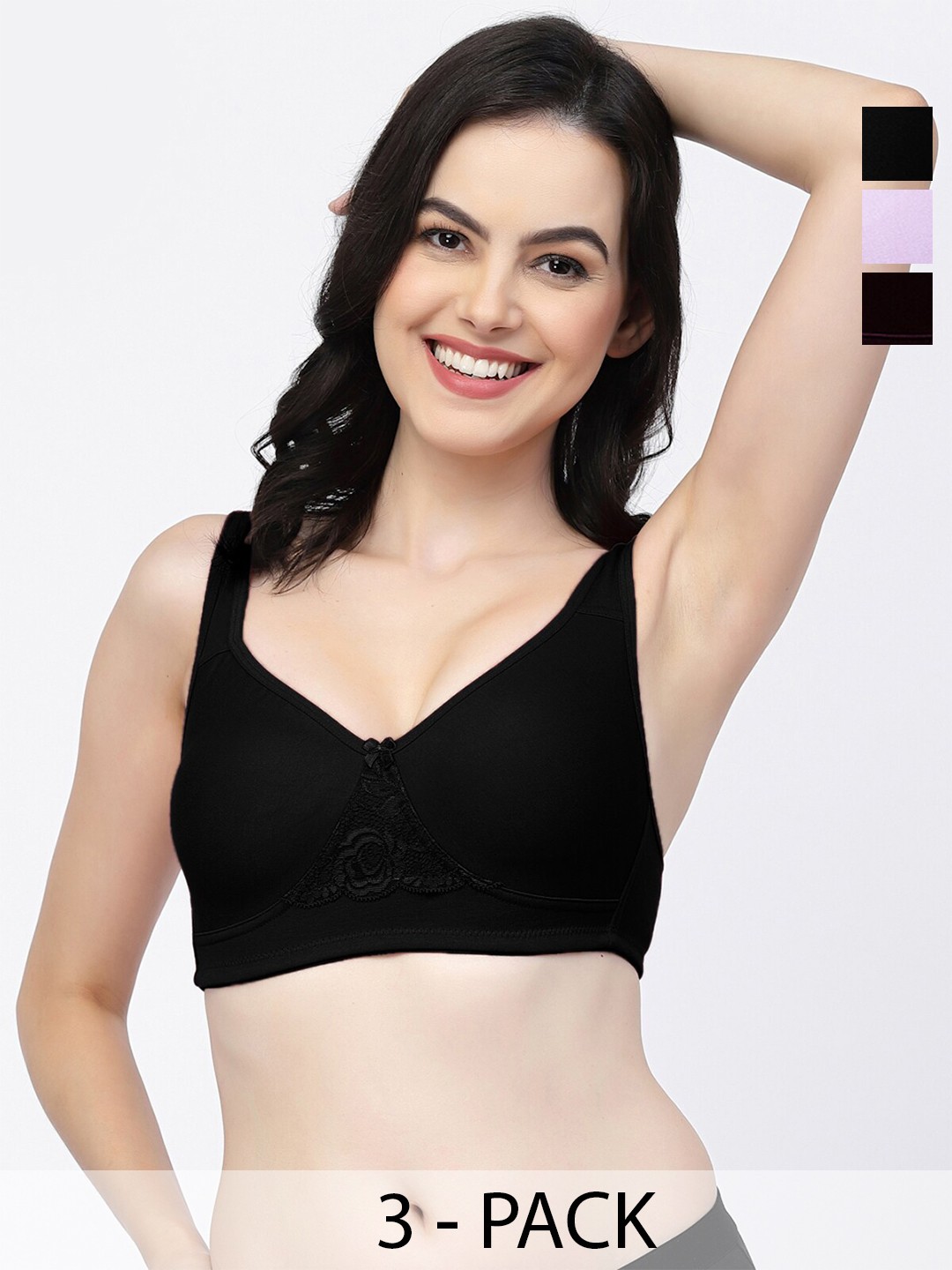 College Girl Pack Of 3 Full Coverage Non Padded T-shirt Bra With All Day Comfort, Black
College Girl Pack Of 3 Full Coverage Non Padded T-shirt Bra With All Day Comfort, Black