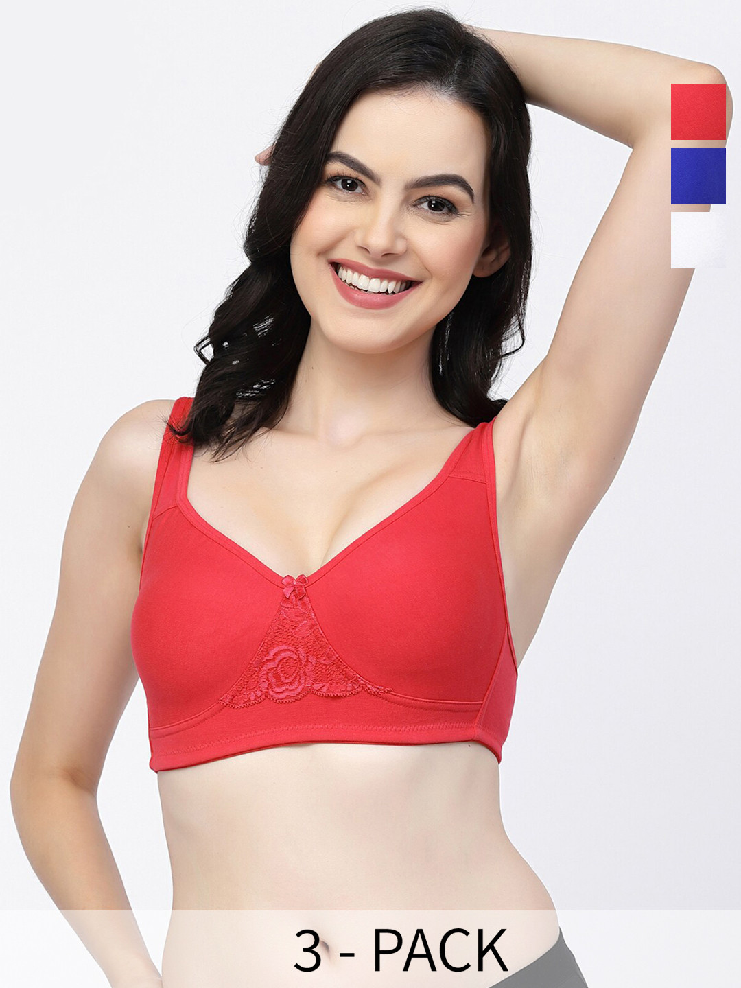 College Girl Pack Of 3 Full Coverage Seamless Cotton T-shirt Bra With All Day Comfort, Red
College Girl Pack Of 3 Full Coverage Seamless Cotton T-shirt Bra With All Day Comfort, Red