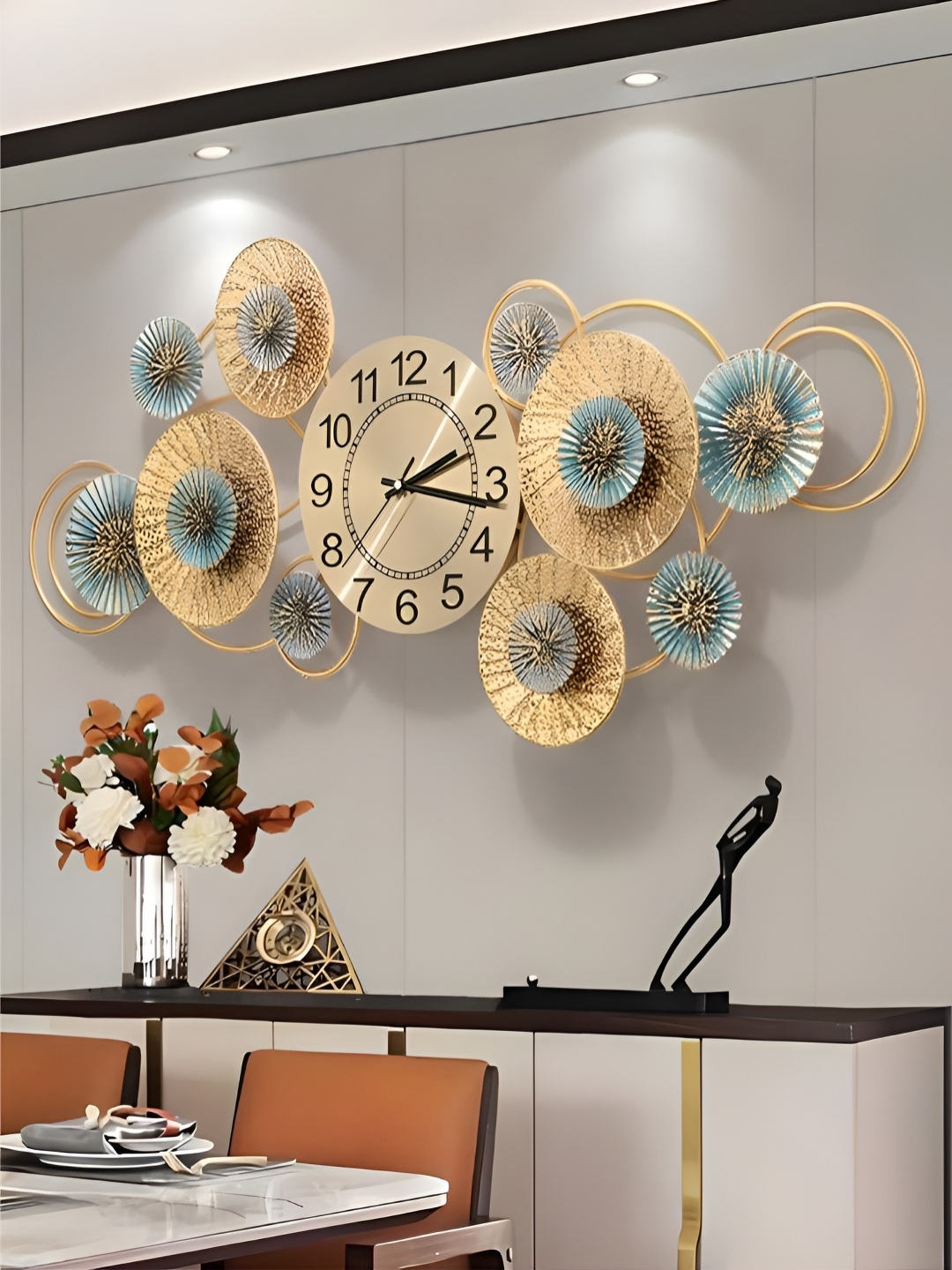 The Art House Gold Toned & Turquoise Blue Textured Abstract Shaped Traditional Wall Clock
The Art House Gold Toned & Turquoise Blue Textured Abstract Shaped Traditional Wall Clock