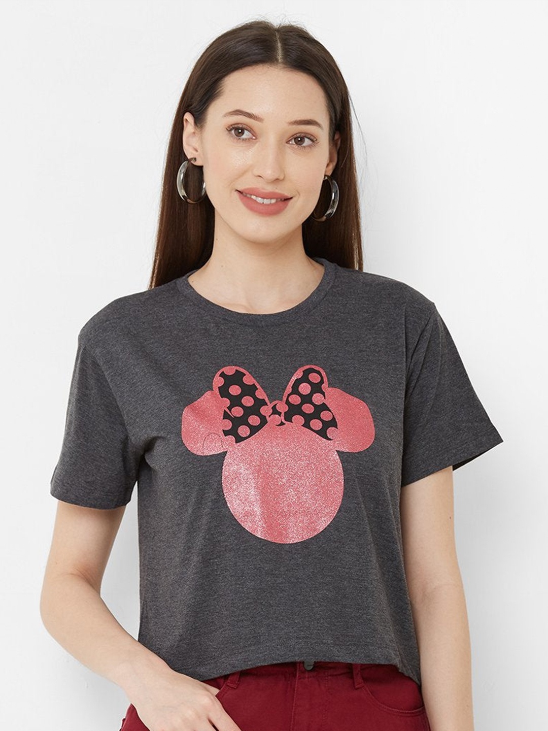 Kraus Jeans Minnie Mouse Printed Round Neck Short Sleeves Crop Cotton Slim Fit T-shirt, Grey melange
Kraus Jeans Minnie Mouse Printed Round Neck Short Sleeves Crop Cotton Slim Fit T-shirt, Grey melange