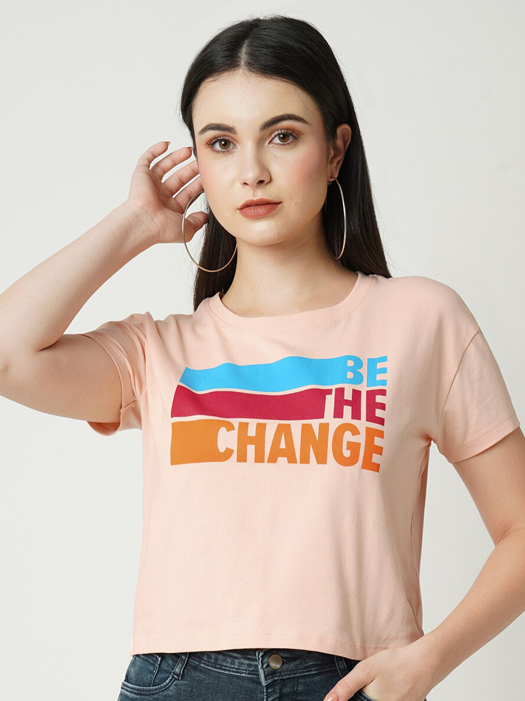 Kraus Jeans Typography Printed Round Neck Short Sleeves Crop Cotton Slim Fit T-shirt, Peach
Kraus Jeans Typography Printed Round Neck Short Sleeves Crop Cotton Slim Fit T-shirt, Peach