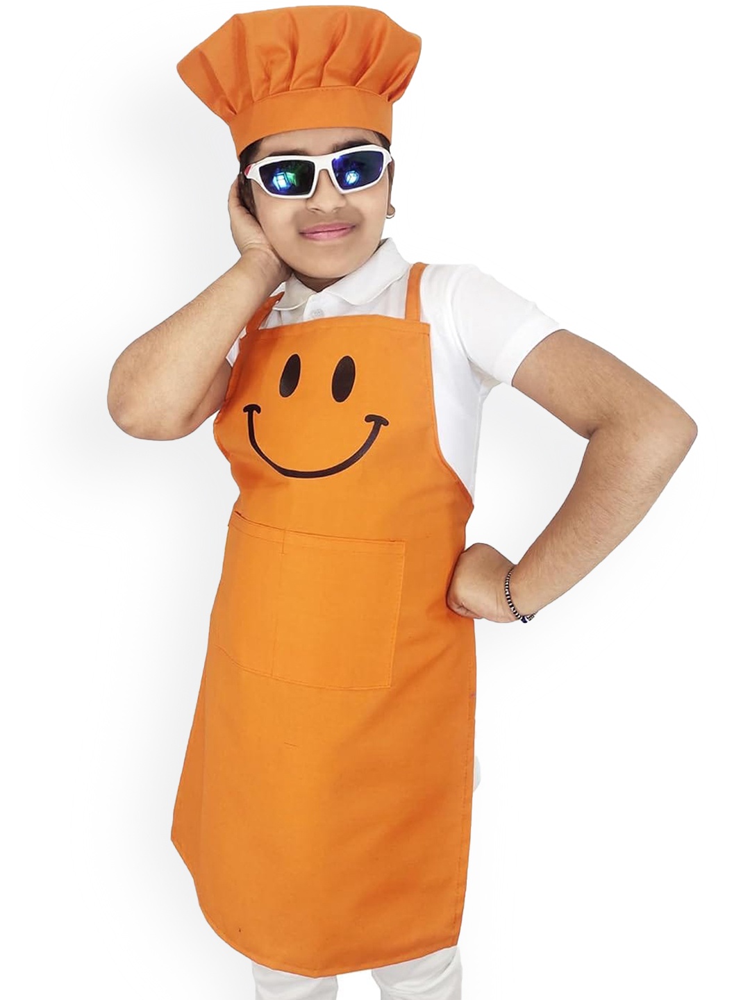 SWITCHON Kids Orange & Black 1 Pieces Smiley Printed Waterproof Kitchen Apron With Cap
SWITCHON Kids Orange & Black 1 Pieces Smiley Printed Waterproof Kitchen Apron With Cap