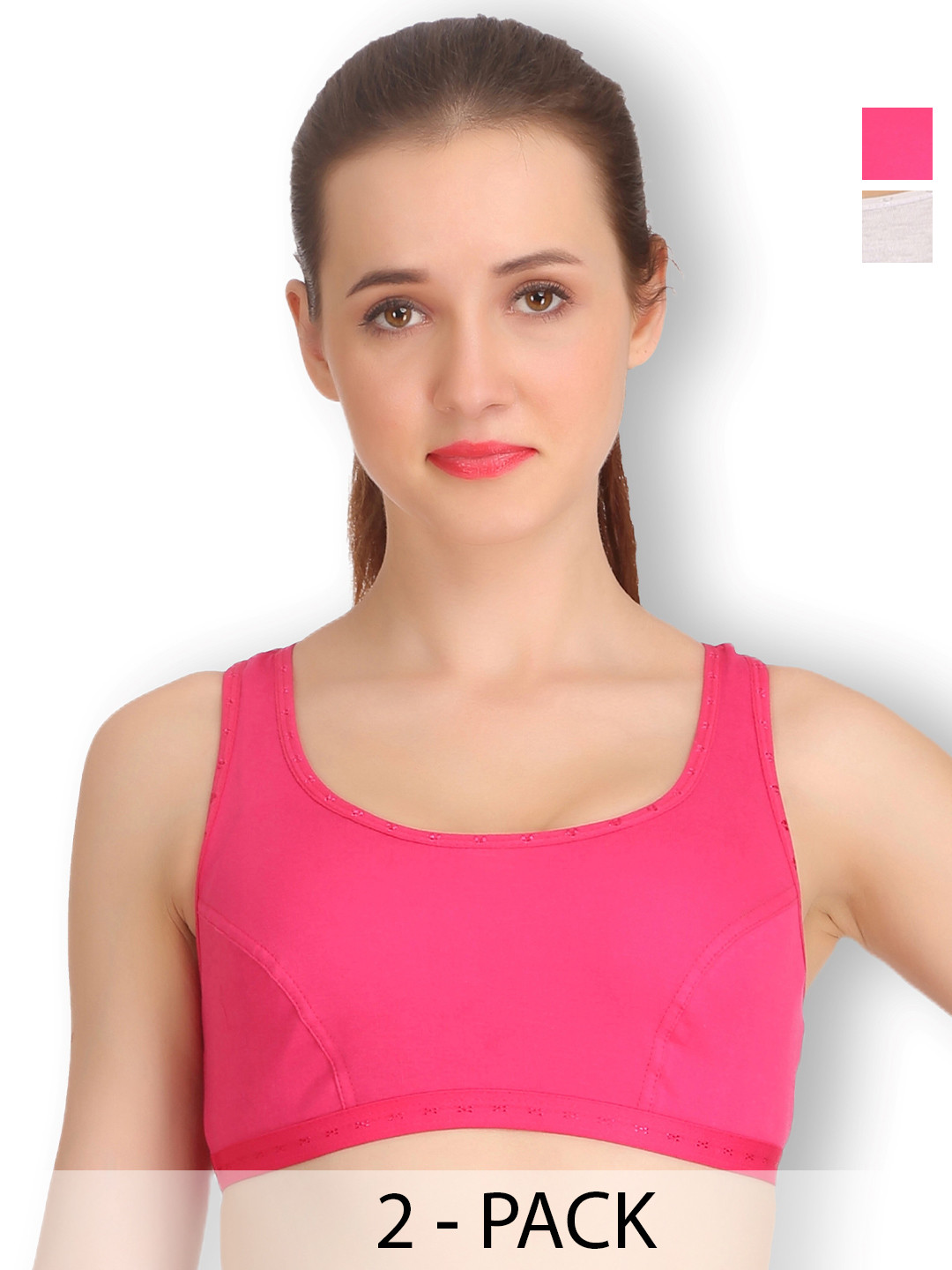 SELFCARE Pack Of 2 Full Coverage Non Padded Activewear Workout Bra - All Day Comfort, Grey 
SELFCARE Pack Of 2 Full Coverage Non Padded Activewear Workout Bra - All Day Comfort, Grey