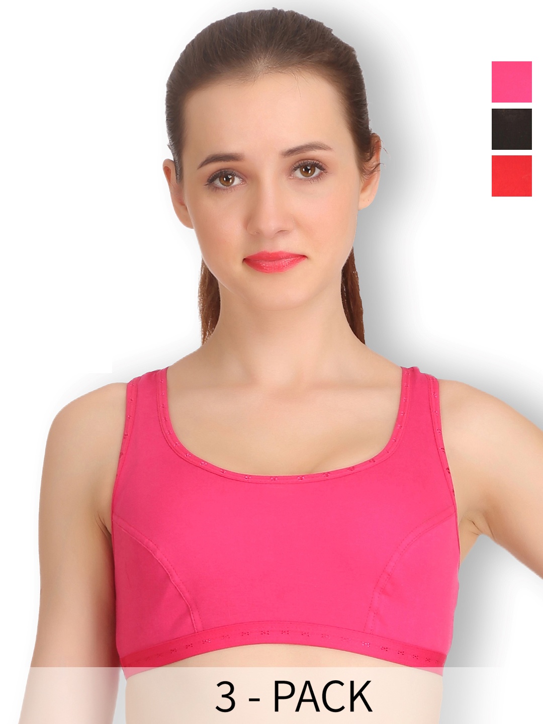 SELFCARE Pack Of 3 Full Coverage Non Padded Activewear Workout Bra - All Day Comfort, Pink
SELFCARE Pack Of 3 Full Coverage Non Padded Activewear Workout Bra - All Day Comfort, Pink