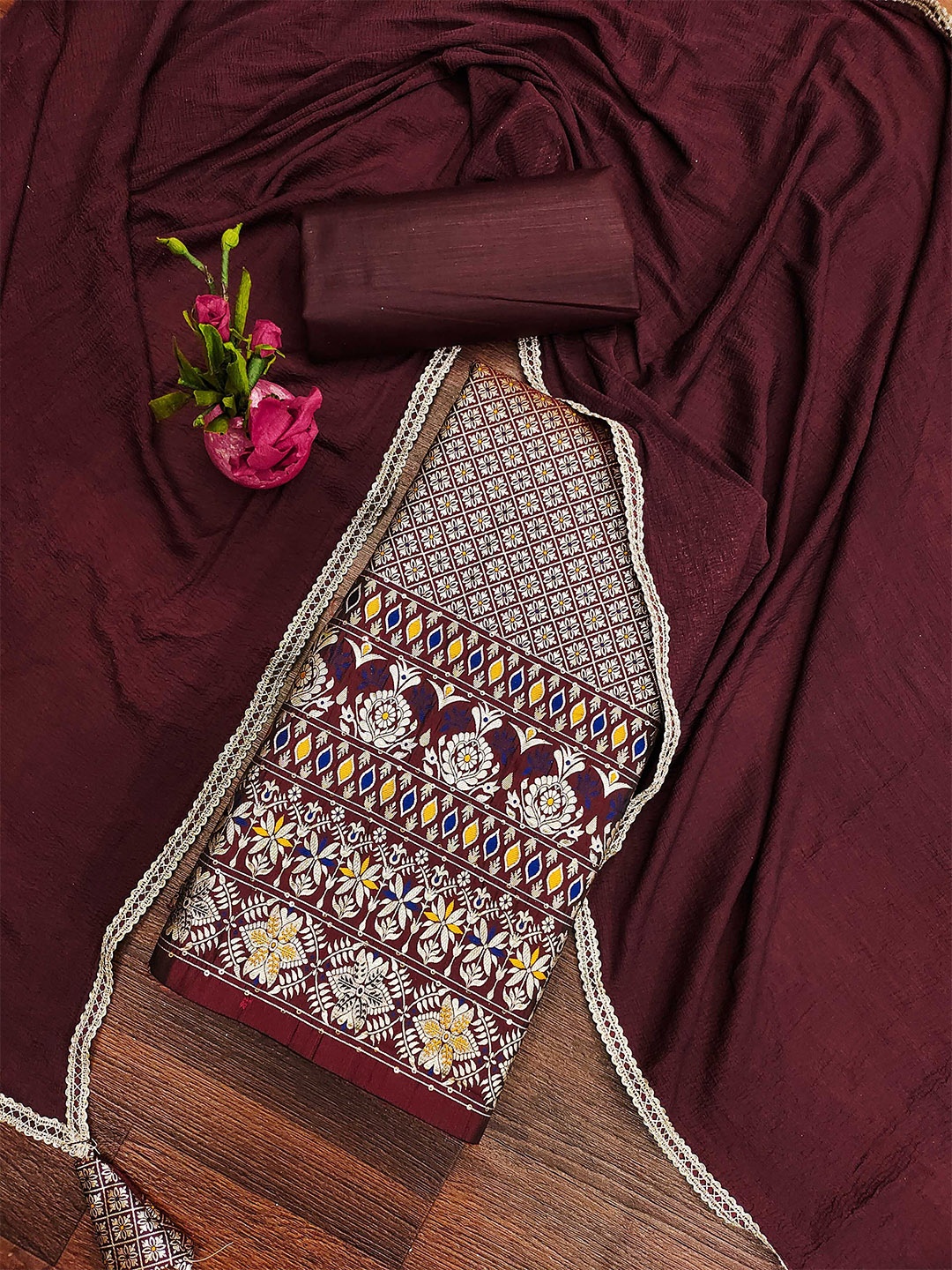 KALINI Ethnic Motif Woven Design Zari Banarasi Unstitched Dress Material, Coffee brown
KALINI Ethnic Motif Woven Design Zari Banarasi Unstitched Dress Material, Coffee brown