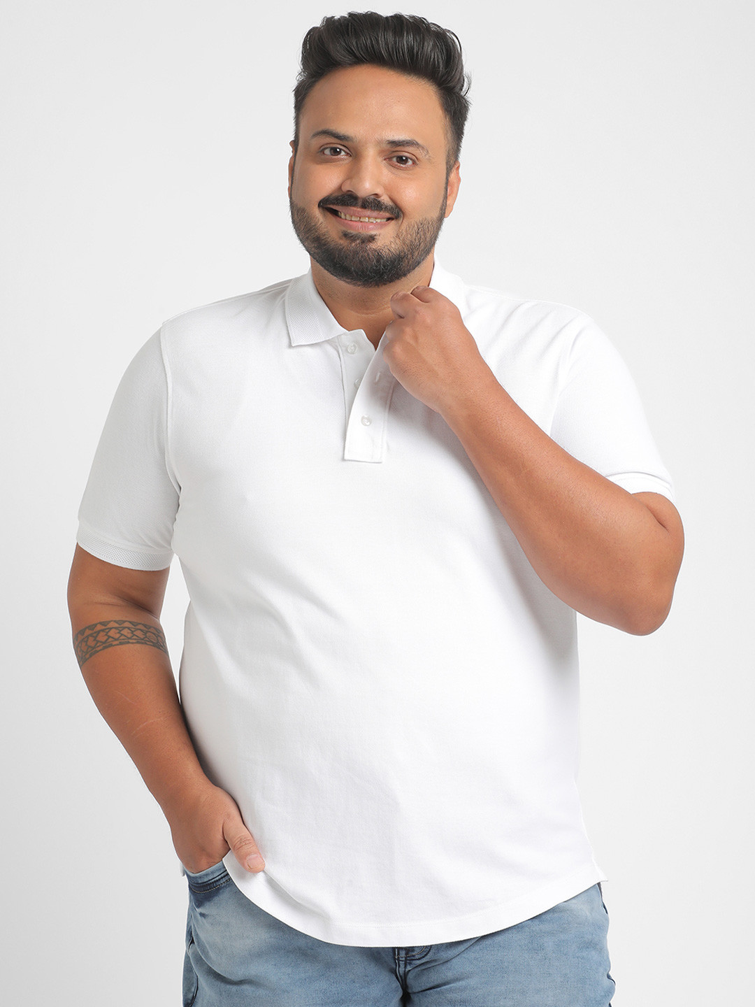 Big Hello - The Plus Life Men Polo Collar T-shirt, White
Big Hello - The Plus Life Men Polo Collar T-shirt, White