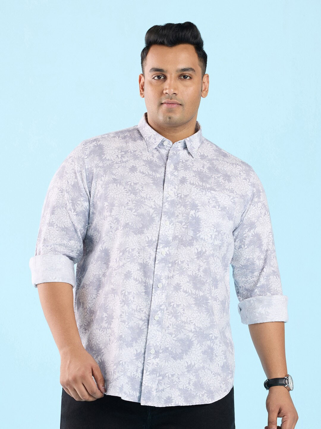 Big Hello - The Plus Life Spread Collar Floral Printed Casual Cotton Shirt, Grey
Big Hello - The Plus Life Spread Collar Floral Printed Casual Cotton Shirt, Grey