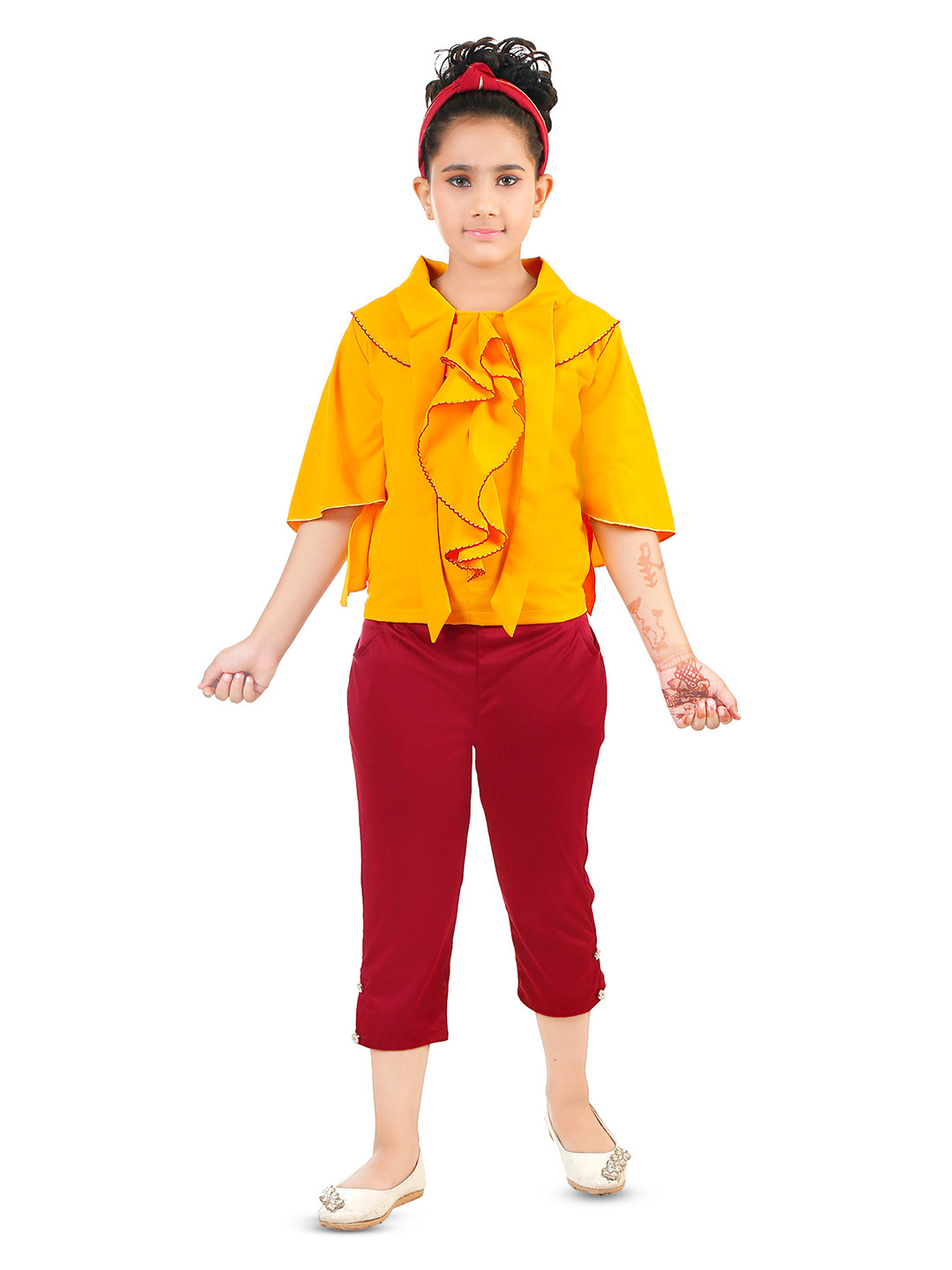 BAESD Girls Ruffled Top With Trousers, Yellow 
BAESD Girls Ruffled Top With Trousers, Yellow
