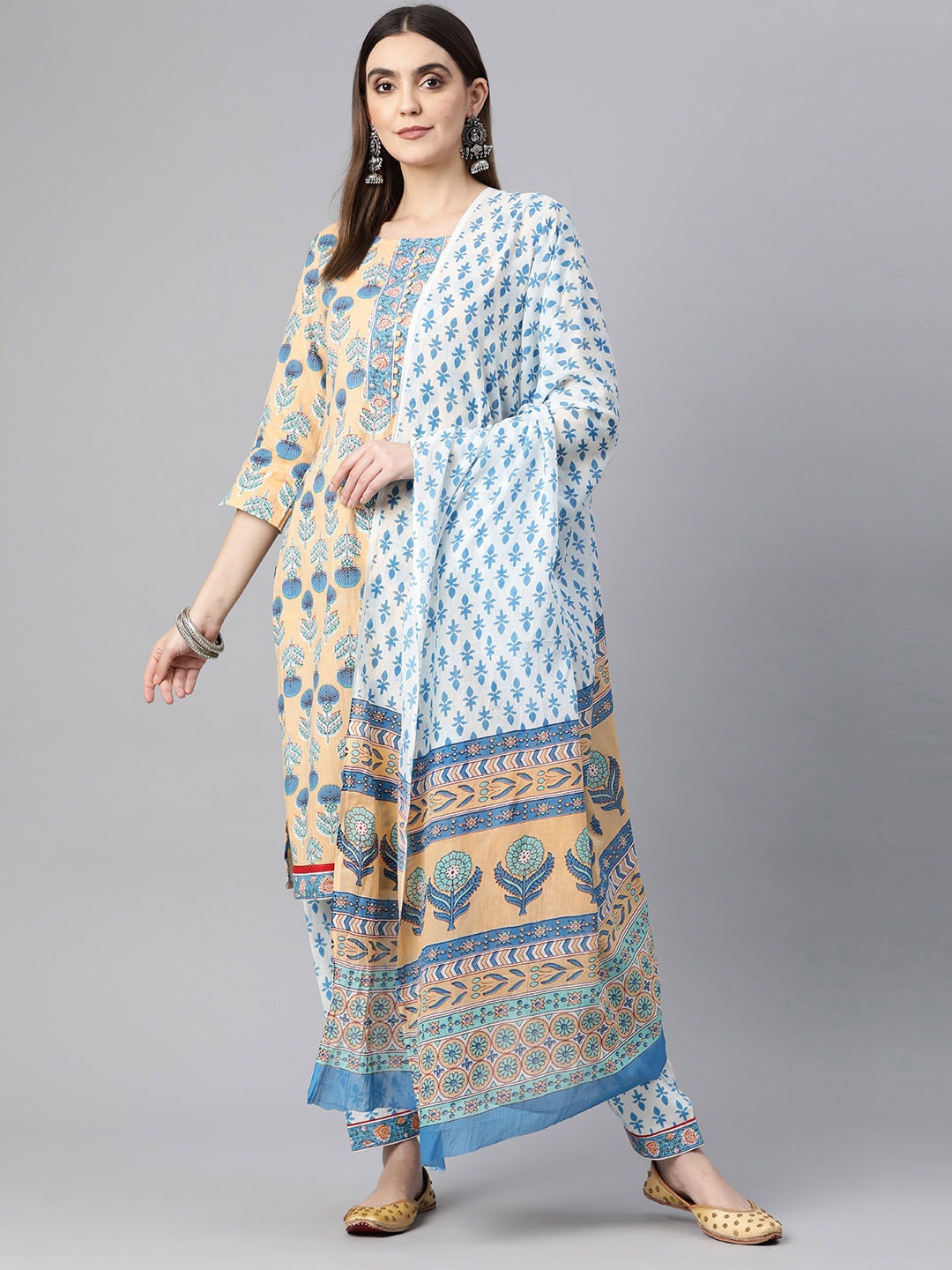 BUTA BUTI Floral Printed Round Neck Pure Cotton Kurta with Trousers & With Dupatta, Yellow
BUTA BUTI Floral Printed Round Neck Pure Cotton Kurta with Trousers & With Dupatta, Yellow