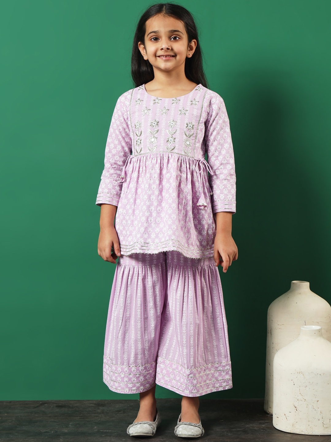 Readiprint Infant Girls Floral Printed Thread Work Pure Cotton Kurti with Sharara, Mauve
Readiprint Infant Girls Floral Printed Thread Work Pure Cotton Kurti with Sharara, Mauve