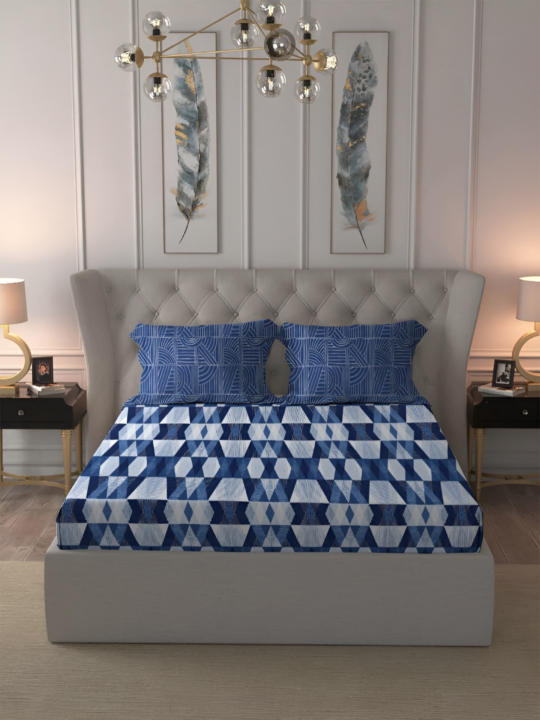 MYTRIDENT Navy Blue & White Printed Pure Cotton 144 TC King Bedsheet with 2 Pillow Covers
MYTRIDENT Navy Blue & White Printed Pure Cotton 144 TC King Bedsheet with 2 Pillow Covers