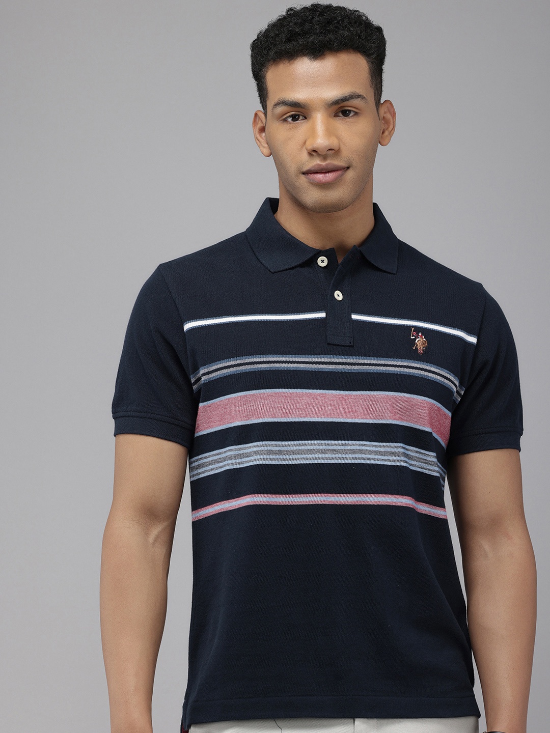 U.S. Polo Assn. Denim Co. Pure Cotton Striped Polo Collar Slim Fit T-shirt, Navy blue
U.S. Polo Assn. Denim Co. Pure Cotton Striped Polo Collar Slim Fit T-shirt, Navy blue