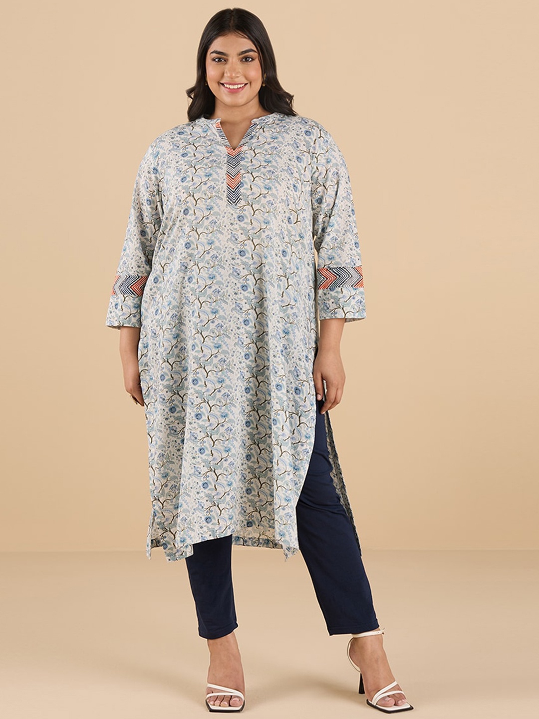 Big Hello - The Plus Life Ethnic Motifs Printed Mandarin Collar Cotton Kurta, White
Big Hello - The Plus Life Ethnic Motifs Printed Mandarin Collar Cotton Kurta, White