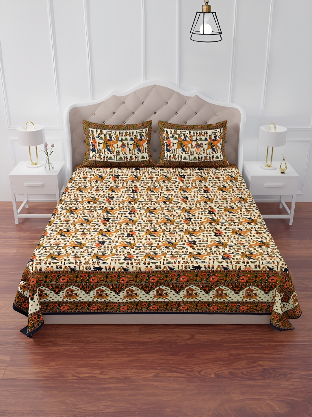 The Craft Monk Blue & Yellow Printed Cotton 240 TC King Bedsheet With 2 Pillow Covers
The Craft Monk Blue & Yellow Printed Cotton 240 TC King Bedsheet With 2 Pillow Covers