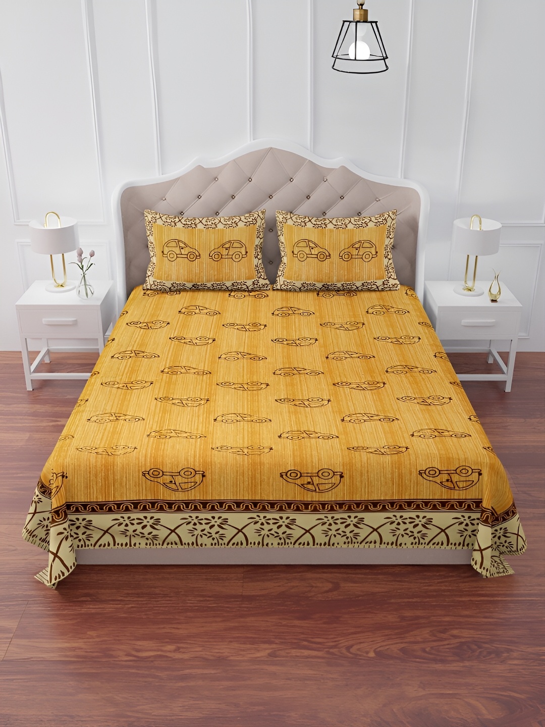 The Craft Monk Yellow & Brown Printed Cotton 240 TC King Bedsheet With 2 Pillow Covers
The Craft Monk Yellow & Brown Printed Cotton 240 TC King Bedsheet With 2 Pillow Covers
