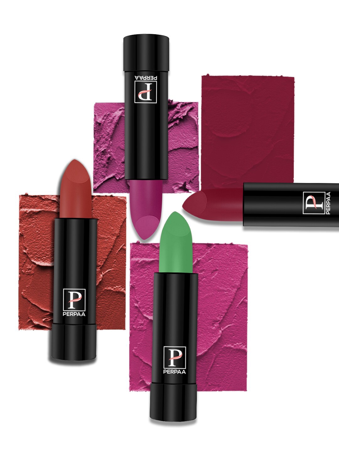 PERPAA Set Of 4 Cremy Matte Texture Long Lasting Lipstick 3.5g Each - Shades 305-55-58-87, Pink
PERPAA Set Of 4 Cremy Matte Texture Long Lasting Lipstick 3.5g Each - Shades 305-55-58-87, Pink
