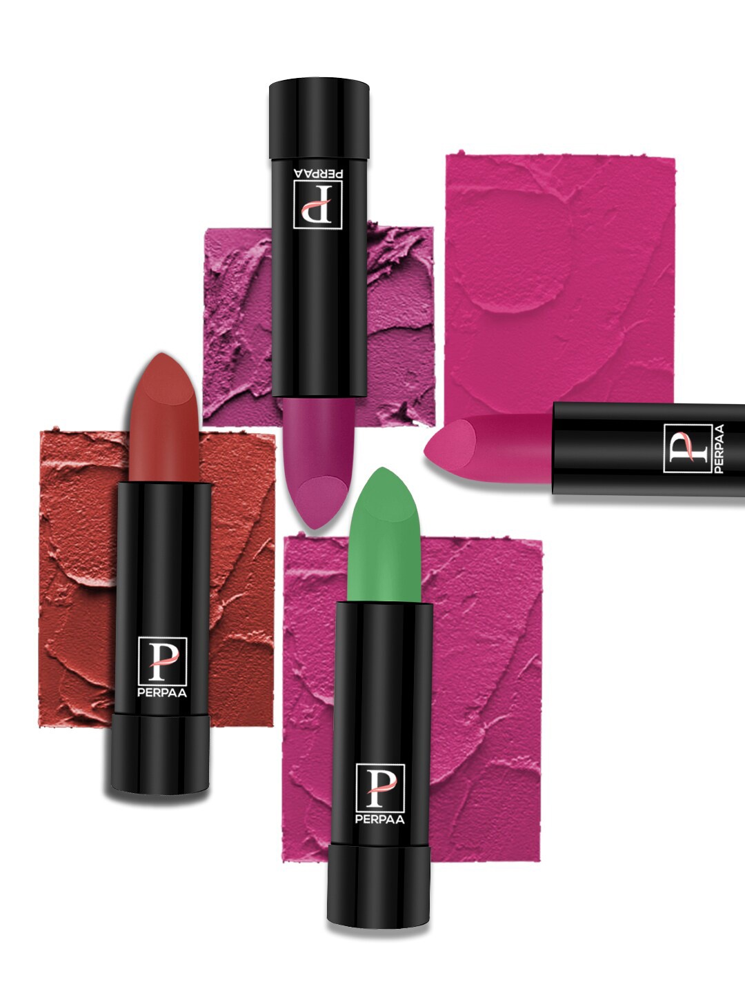 PERPAA Set Of 4 Cremy Matte Texture Long Lasting Lipstick 3.5g Each - Shades 305-55-58-71, Pink
PERPAA Set Of 4 Cremy Matte Texture Long Lasting Lipstick 3.5g Each - Shades 305-55-58-71, Pink