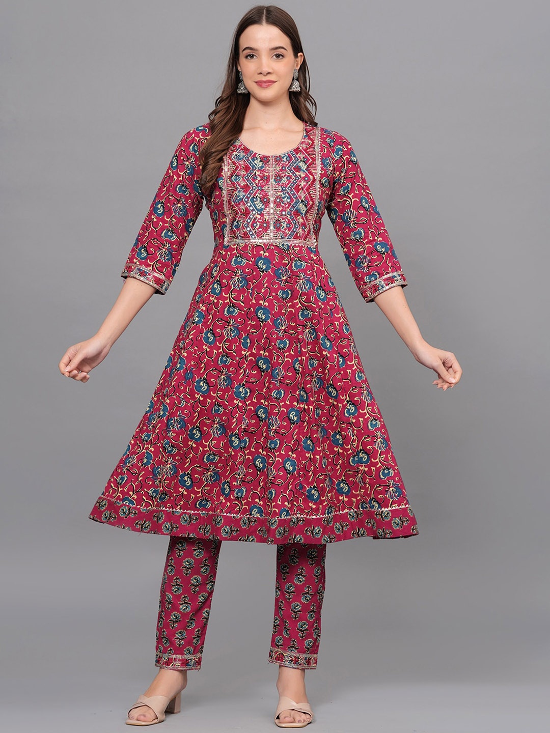 JAHIDA COMFORT WITH STYLE Women Ethnic Motifs Embroidered Regular Mirror Work Pure Cotton Kurta with Trousers, Maroon
JAHIDA COMFORT WITH STYLE Women Ethnic Motifs Embroidered Regular Mirror Work Pure Cotton Kurta with Trousers, Maroon
