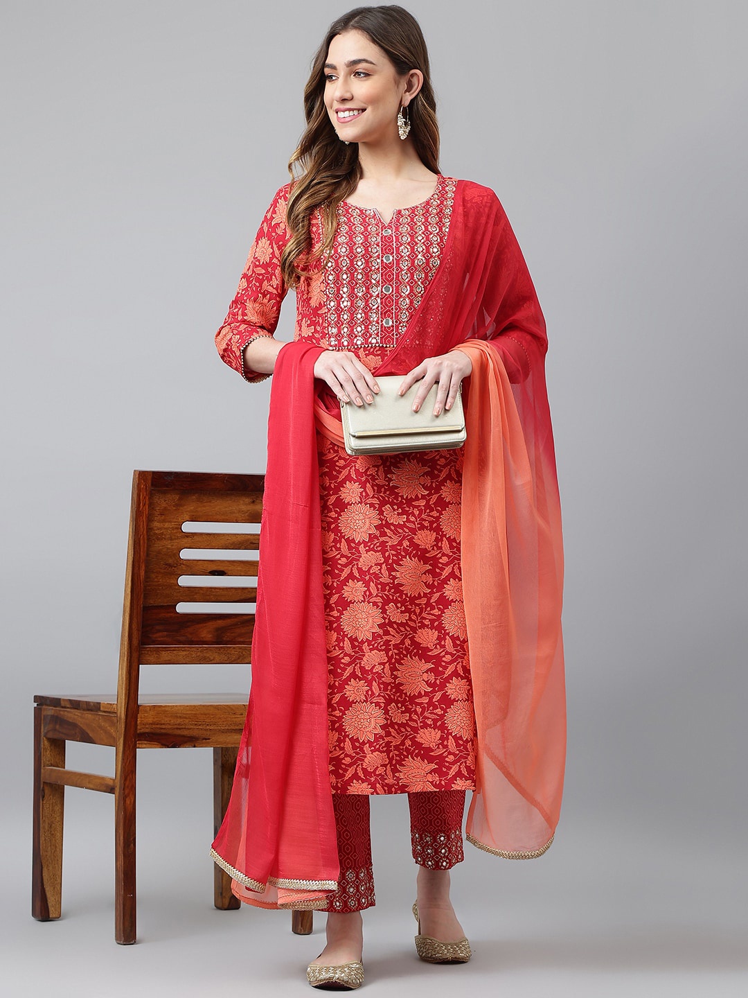 Khushal K Women Ethnic Motifs Embroidered Regular Mirror Work Kurta with Trousers & With Dupatta, Orange
Khushal K Women Ethnic Motifs Embroidered Regular Mirror Work Kurta with Trousers & With Dupatta, Orange