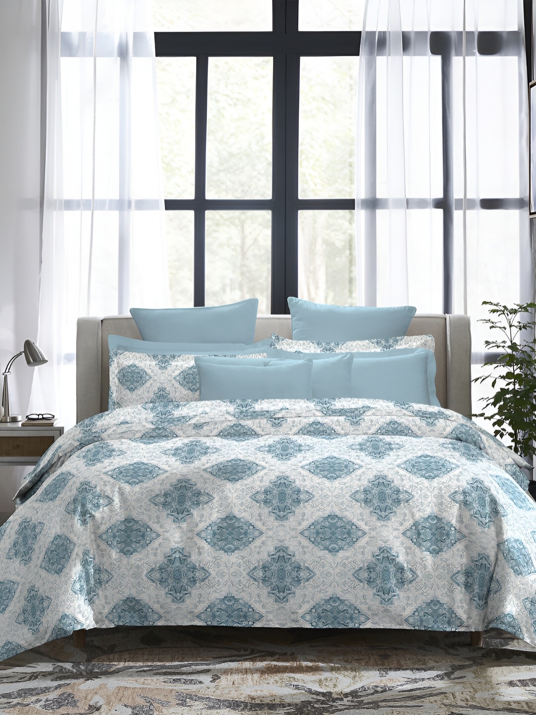 MYTRIDENT Renesa Indulgence Flat 300TC King Cotton 1 Bedsheet with 4 Pillow Covers, Blue
MYTRIDENT Renesa Indulgence Flat 300TC King Cotton 1 Bedsheet with 4 Pillow Covers, Blue
