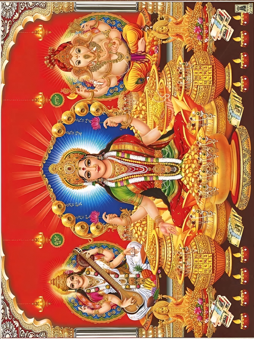 British Terminal Red Lord Ganesha Goddess Saraswati Lakshmi Maa Religious Wall Painting
British Terminal Red Lord Ganesha Goddess Saraswati Lakshmi Maa Religious Wall Painting
