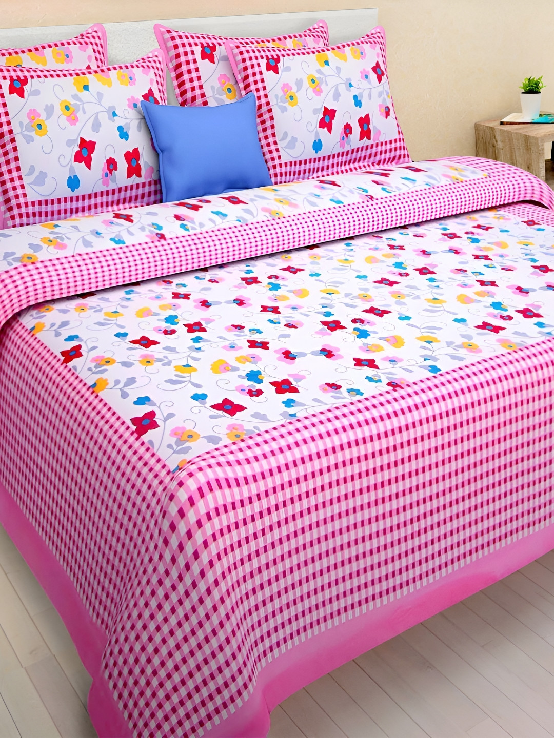 Sohibe Pink White Floral 144 TC Cotton King Bedsheet With 1 Pillow Cover
Sohibe Pink White Floral 144 TC Cotton King Bedsheet With 1 Pillow Cover