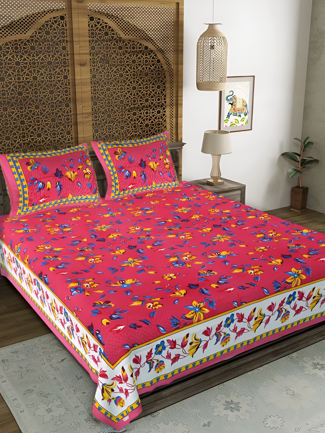Sohibe Pink & Blue Floral Printed Cotton 300 TC King Bedsheet With 2 Pillow Covers
Sohibe Pink & Blue Floral Printed Cotton 300 TC King Bedsheet With 2 Pillow Covers