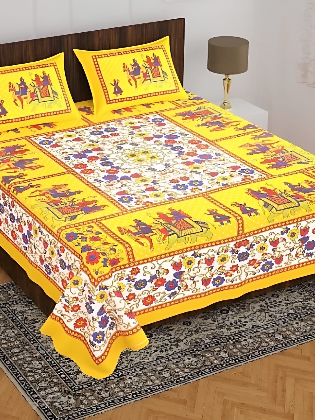 Sohibe Yellow Ethnic Motif Printed Pure Cotton King Size Bed Cover With Pillow Cover
Sohibe Yellow Ethnic Motif Printed Pure Cotton King Size Bed Cover With Pillow Cover