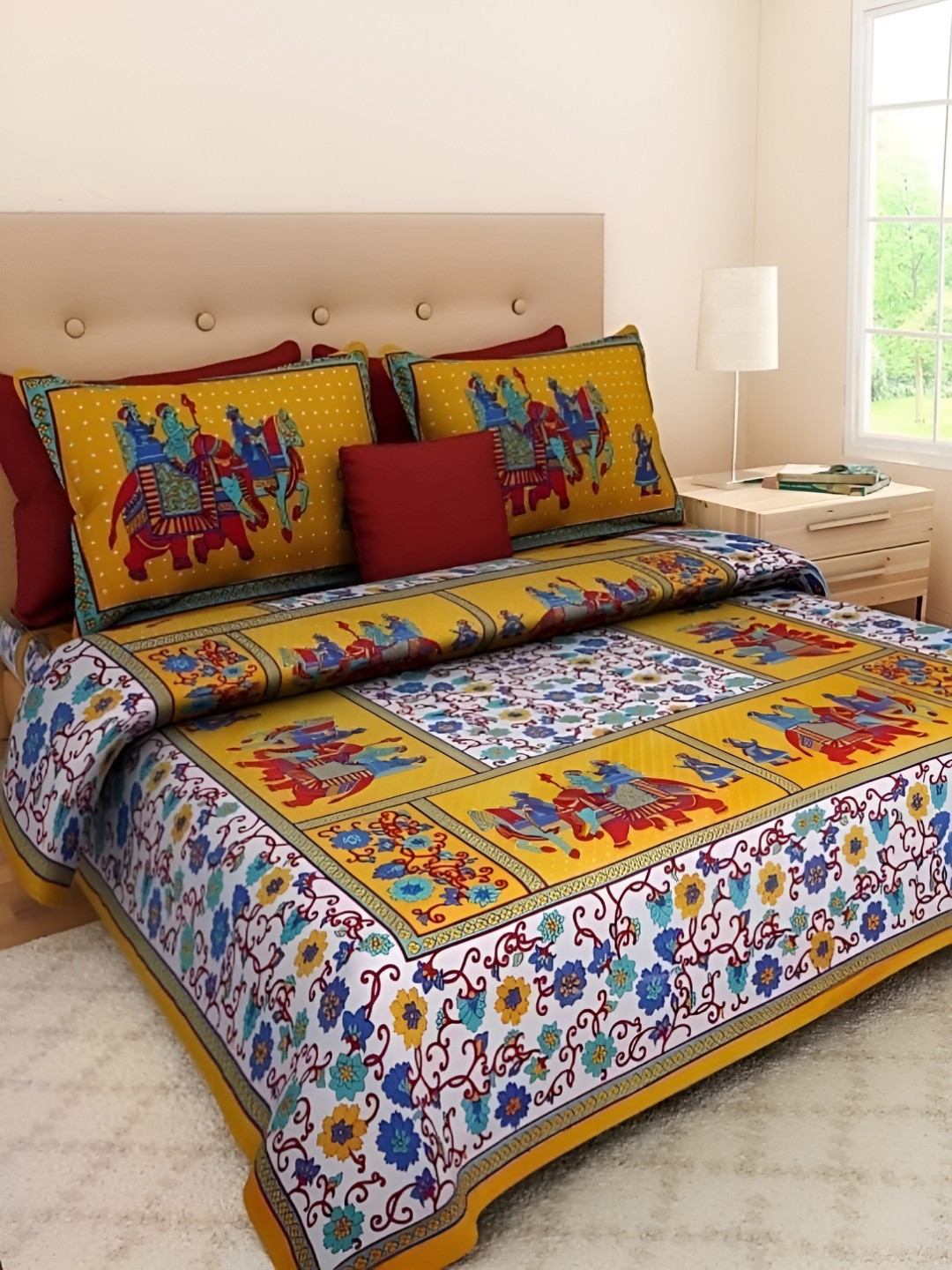 Sohibe Yellow Ethnic Motif Printed Pure Cotton King Size Bed Cover With Pillow Cover
Sohibe Yellow Ethnic Motif Printed Pure Cotton King Size Bed Cover With Pillow Cover