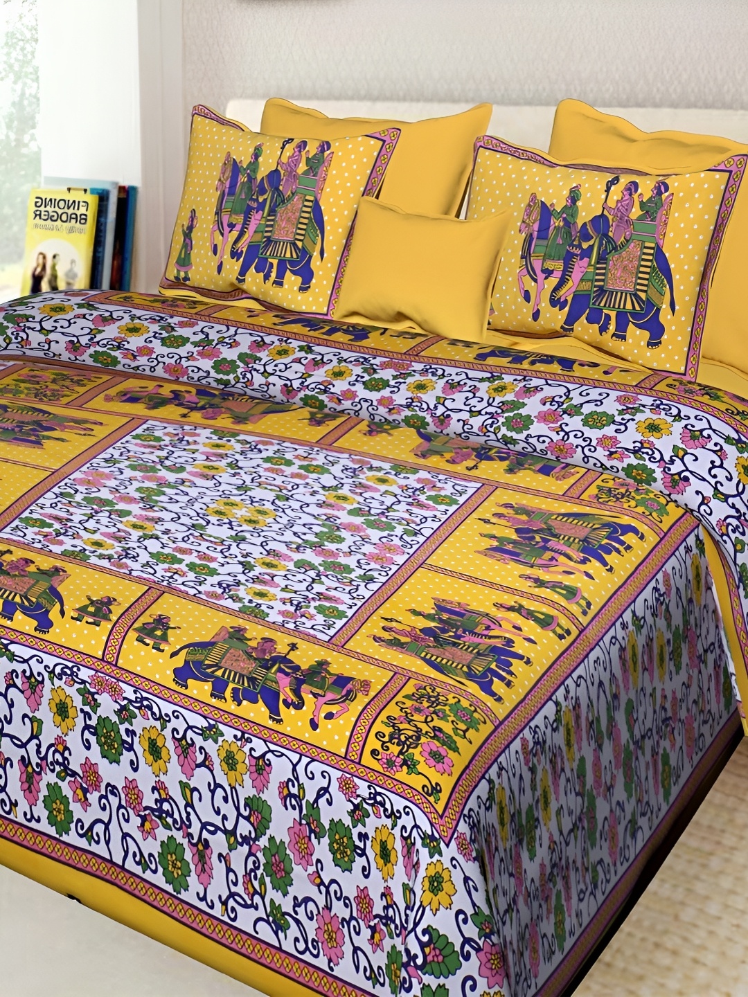 Sohibe Yellow Ethnic Motif Printed Pure Cotton King Size Bed Cover With Pillow Cover
Sohibe Yellow Ethnic Motif Printed Pure Cotton King Size Bed Cover With Pillow Cover
