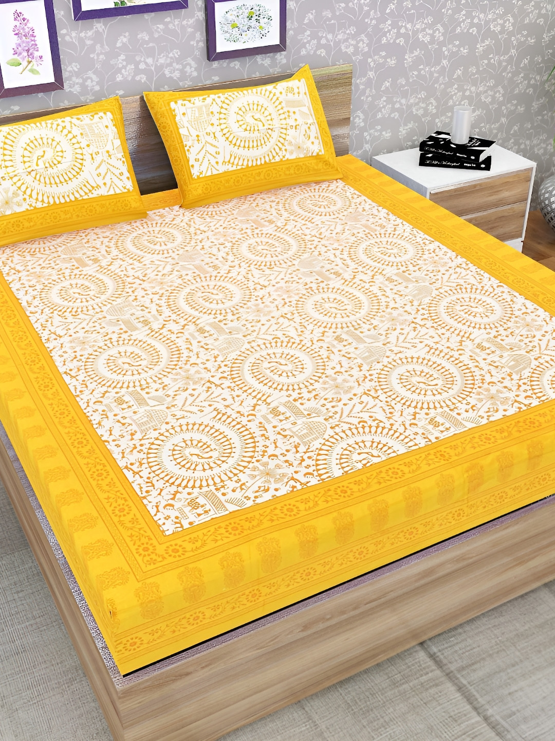Sohibe Yellow Ethnic Motif Printed Pure Cotton King Size Bed Cover With Pillow Cover
Sohibe Yellow Ethnic Motif Printed Pure Cotton King Size Bed Cover With Pillow Cover