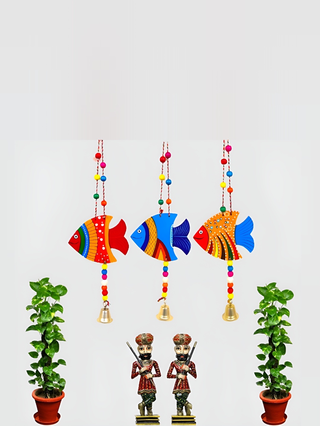 Sohibe Red & Blue 3 Pcs Printed Wall Hanging