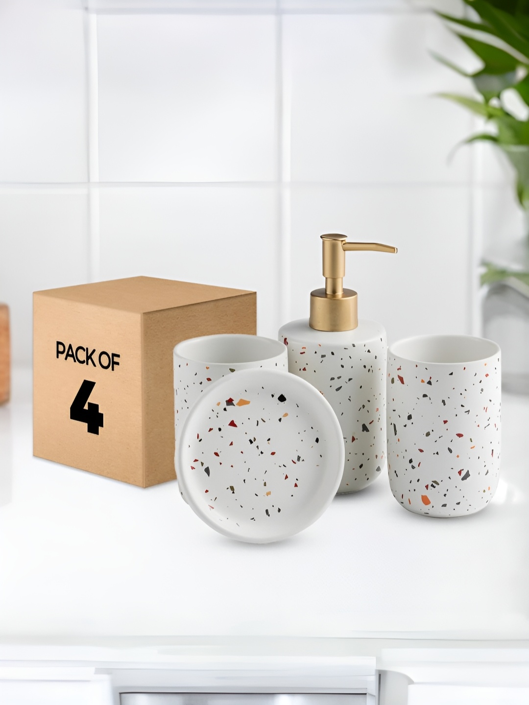 The Better Home White & Blue 4Pcs Ceramic Textured Ceramic Glossy Bath Accessories Set
The Better Home White & Blue 4Pcs Ceramic Textured Ceramic Glossy Bath Accessories Set