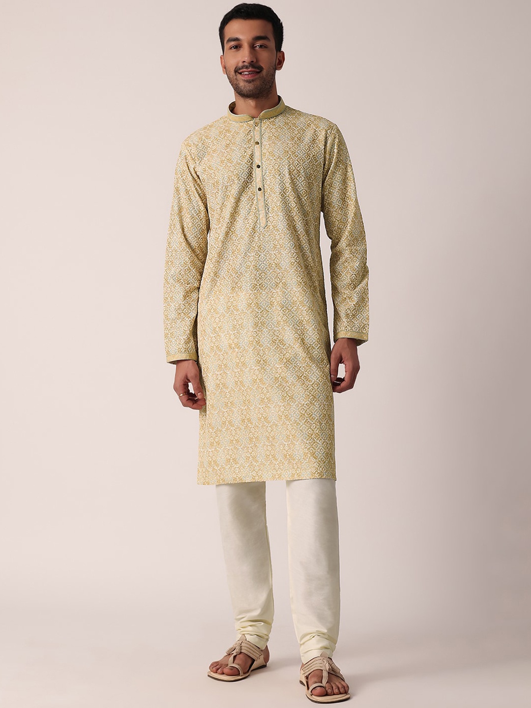 KALKI Fashion Men Ethnic Motifs Printed Regular Thread Work Kurta with Churidar, Yellow
KALKI Fashion Men Ethnic Motifs Printed Regular Thread Work Kurta with Churidar, Yellow