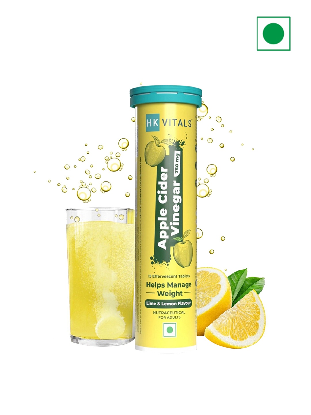 HK VITALS Apple Cider Vinegar Tablets - Lime & Lemon Flavour - 15 Effervescent Tablets, Yellow
HK VITALS Apple Cider Vinegar Tablets - Lime & Lemon Flavour - 15 Effervescent Tablets, Yellow
