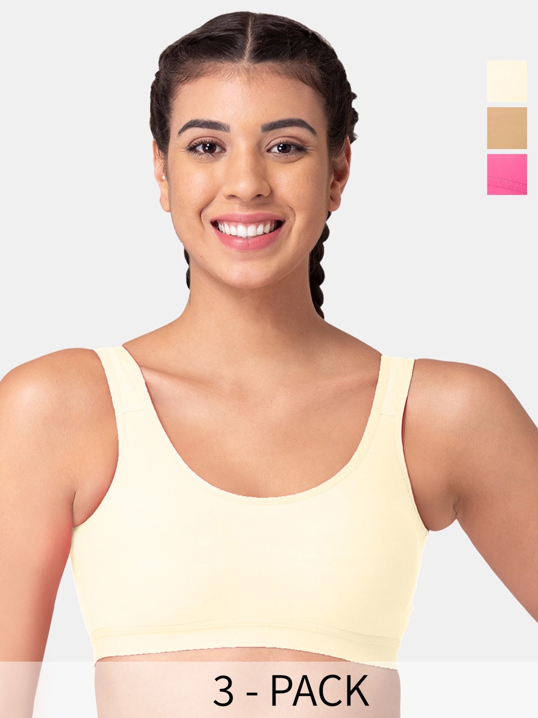 Tweens Pack Of 3 Full Coverage Seamless Cotton T-shirt Bra With All Day Comfort, Pink
Tweens Pack Of 3 Full Coverage Seamless Cotton T-shirt Bra With All Day Comfort, Pink