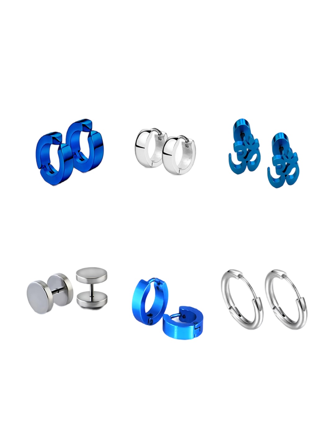 KARISHMA KREATIONS Set Of 6 Silver-Plated Contemporary Dumbells Stud & Hoop Earrings, Blue
KARISHMA KREATIONS Set Of 6 Silver-Plated Contemporary Dumbells Stud & Hoop Earrings, Blue