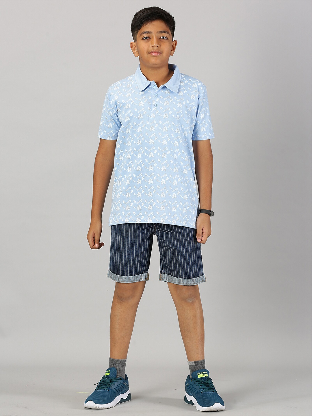 KiddoPanti Boys Conversational Printed Polo Collar Pure Cotton T-shirt With Shorts, Blue
KiddoPanti Boys Conversational Printed Polo Collar Pure Cotton T-shirt With Shorts, Blue