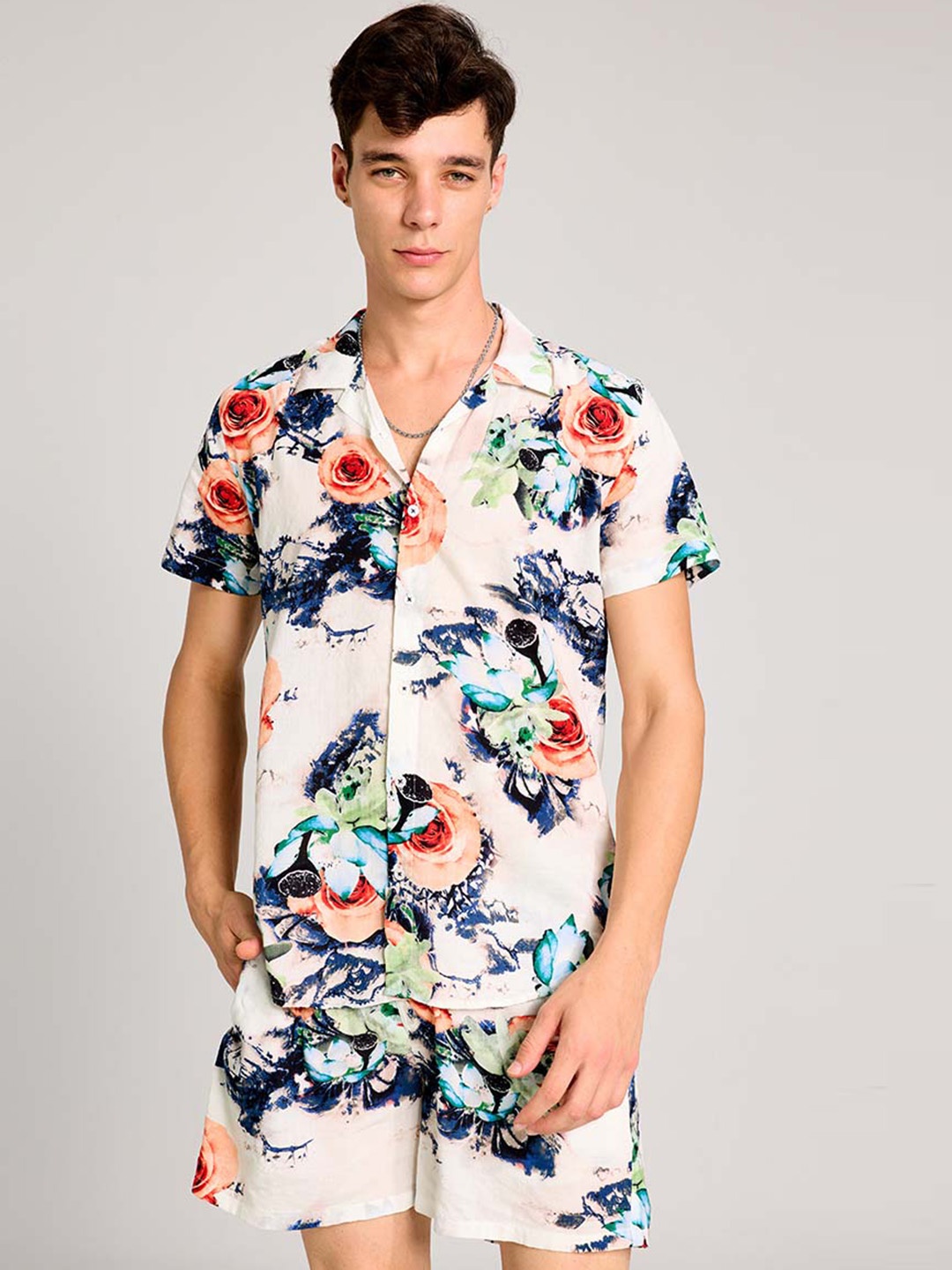 PURPLEMANGO THE FRUIT OF FASHION Floral Printed Pure Cotton Slim Fit Shirt & Shorts, White
PURPLEMANGO THE FRUIT OF FASHION Floral Printed Pure Cotton Slim Fit Shirt & Shorts, White